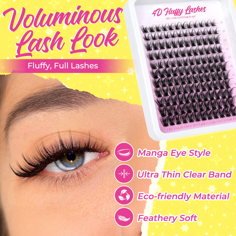 flysmus® 4D Fluffy Lashes C D Curl DIY Lash Extension Kit