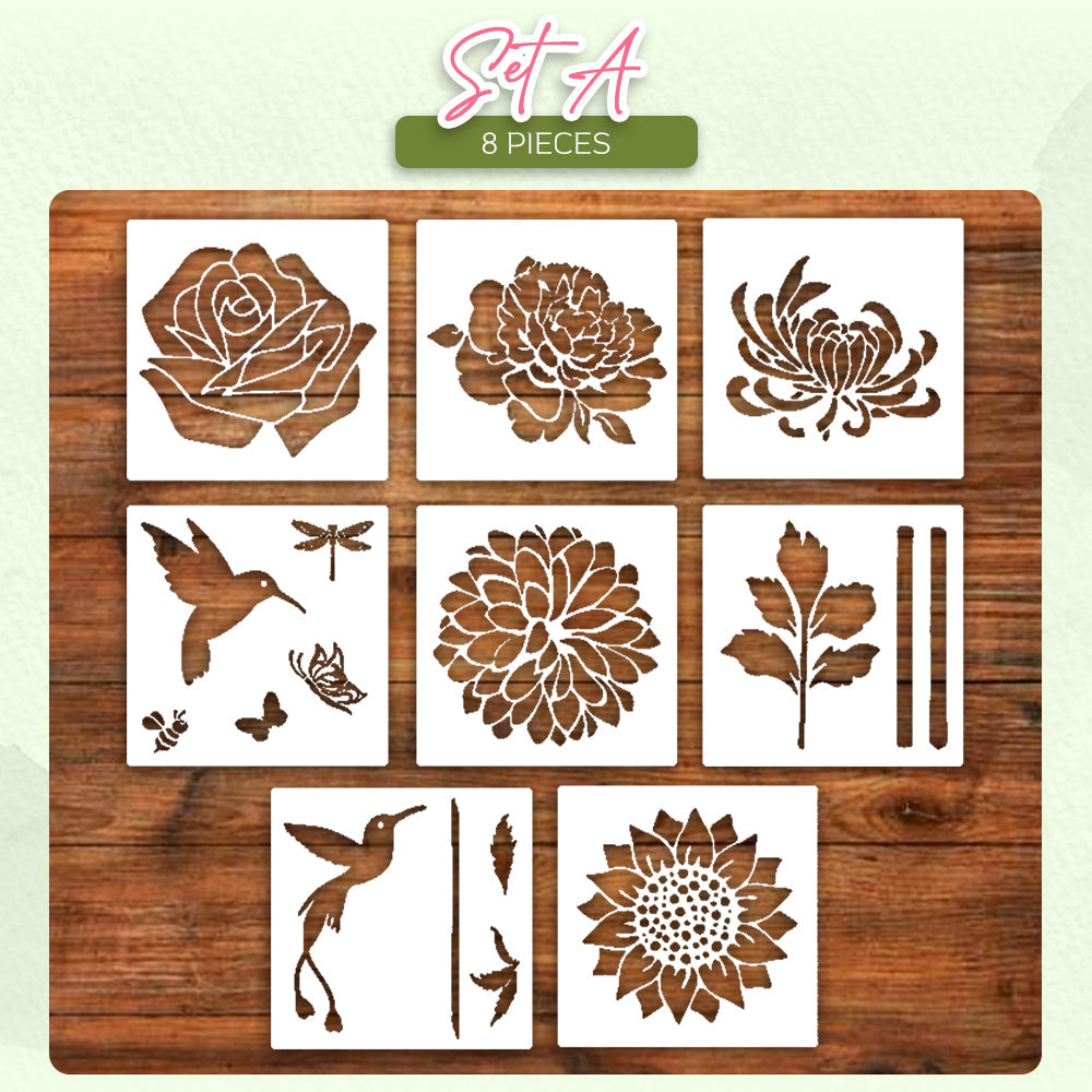flysmus® Garden Fence Large Flower Stencils DIY Decoration Bloom Trace