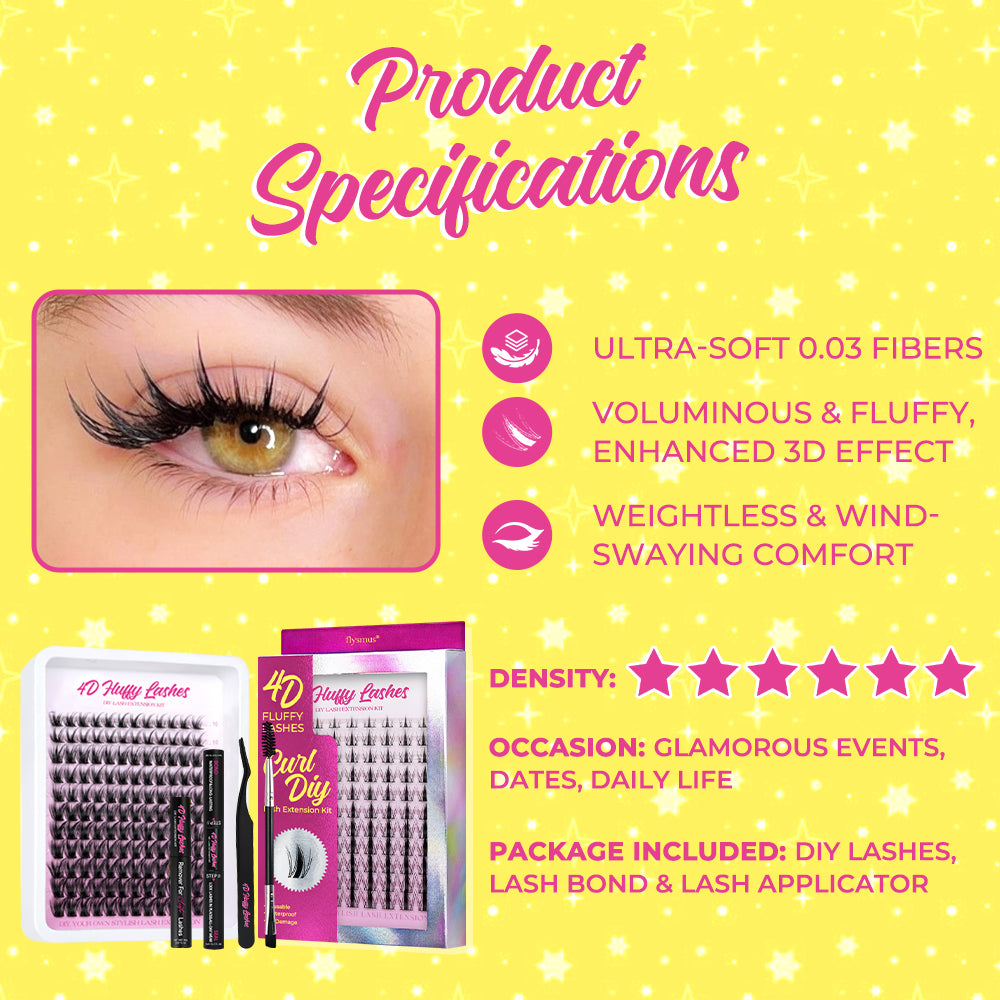flysmus® 4D Fluffy Lashes C D Curl DIY Lash Extension Kit