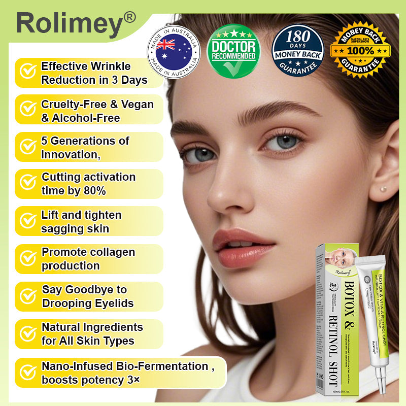 👨‍⚕️💙Made and shipped from Australia 💫Rolimey® Botox & Vita-A Retinol Shot Wrinkle-Lift Tightening cream - Last Day Promotion 70% OFF