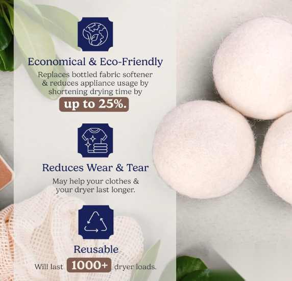 Muvolantia Natural Fabric Softener Laundry Wool Dryer Balls