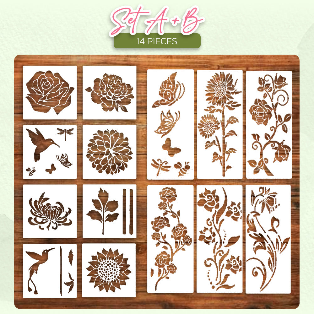 flysmus® Garden Fence Large Flower Stencils DIY Decoration Bloom Trace