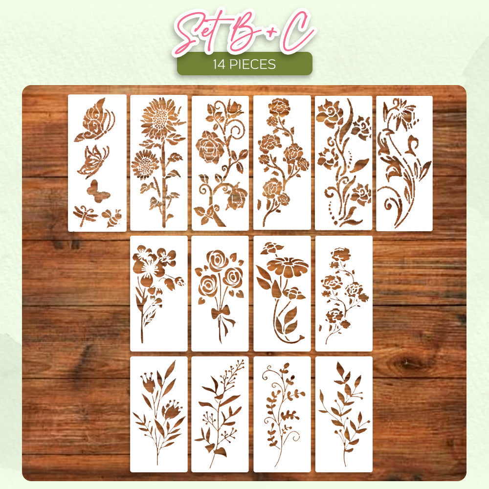 flysmus® Garden Fence Large Flower Stencils DIY Decoration Bloom Trace