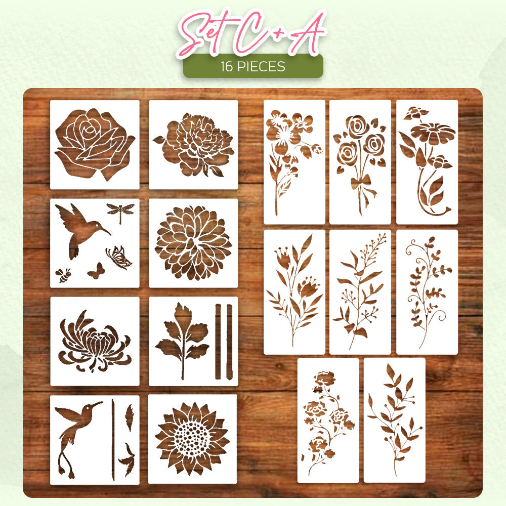 flysmus® Garden Fence Large Flower Stencils DIY Decoration Bloom Trace