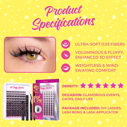 flysmus® 4D Fluffy Lashes C D Curl DIY Lash Extension Kit