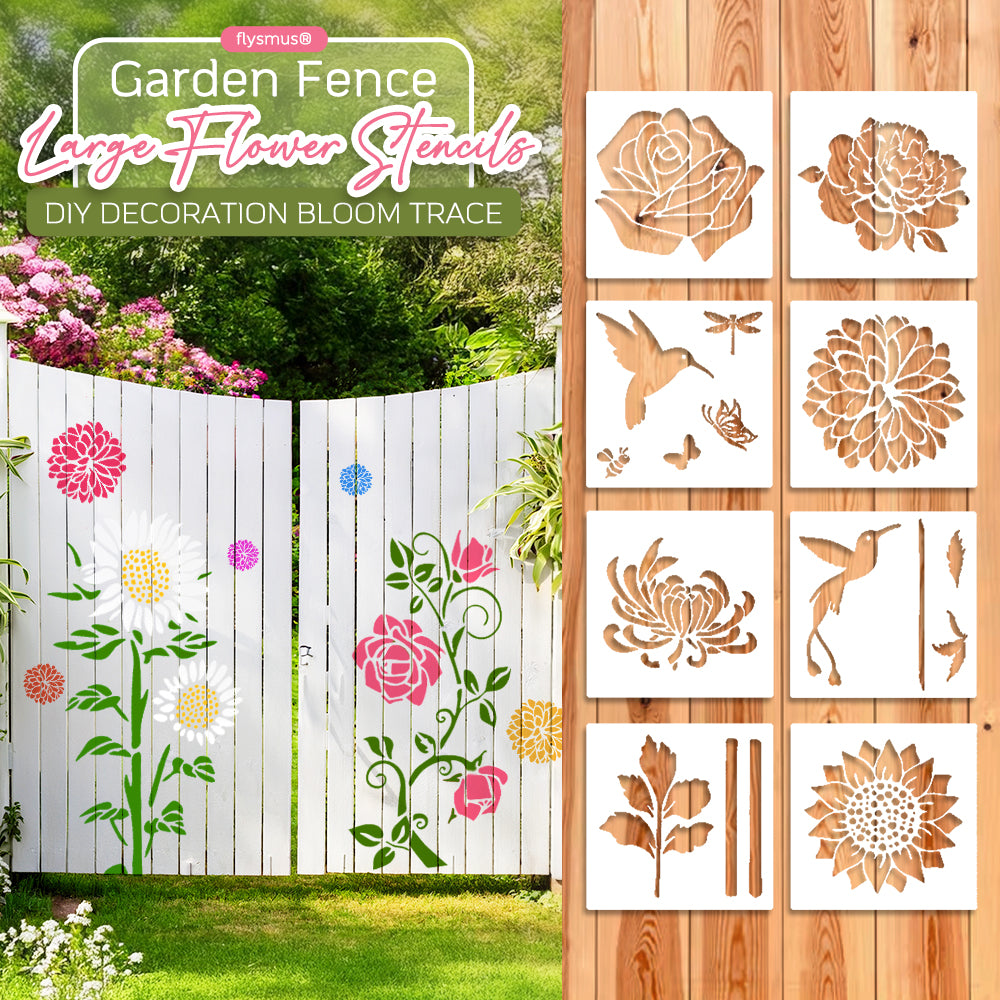 flysmus® Garden Fence Large Flower Stencils DIY Decoration Bloom Trace