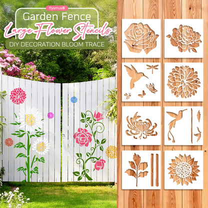 flysmus® Garden Fence Large Flower Stencils DIY Decoration Bloom Trace