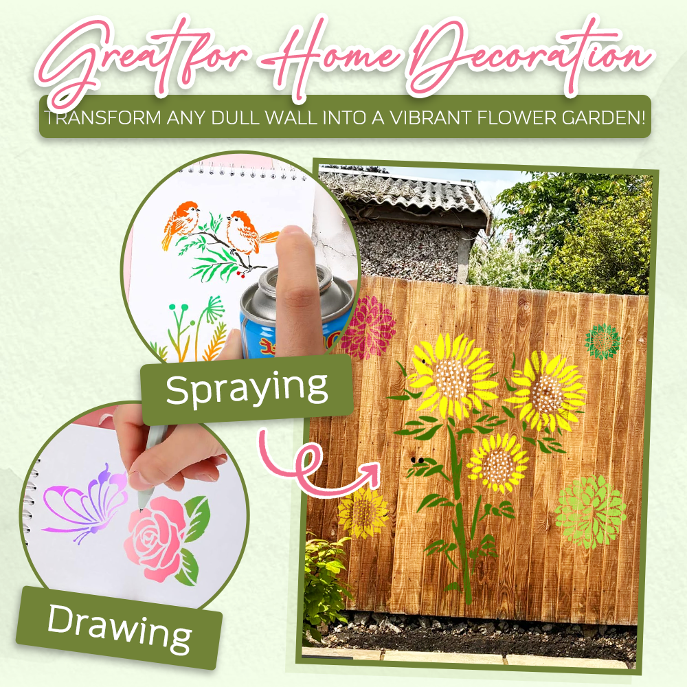 flysmus® Garden Fence Large Flower Stencils DIY Decoration Bloom Trace