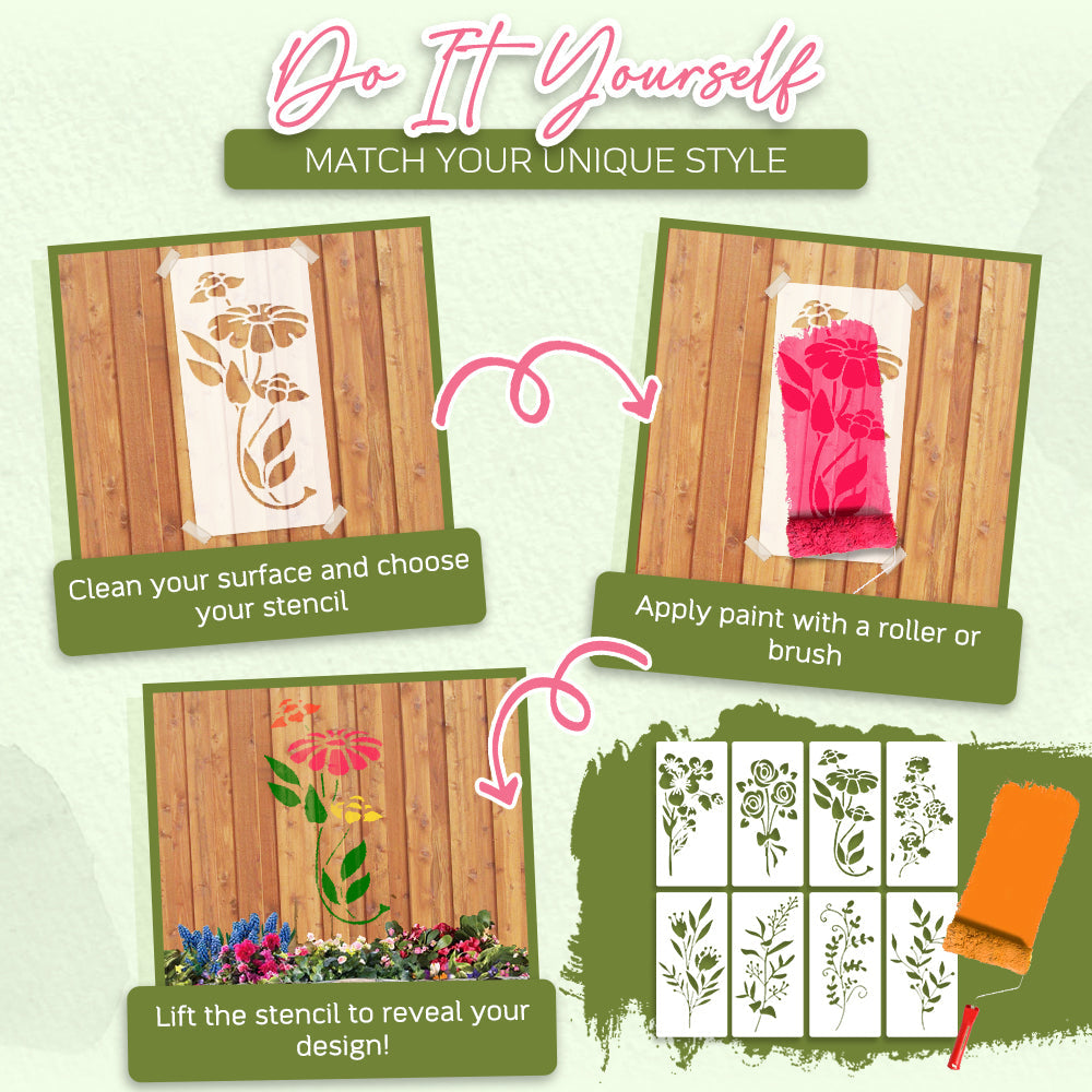flysmus® Garden Fence Large Flower Stencils DIY Decoration Bloom Trace