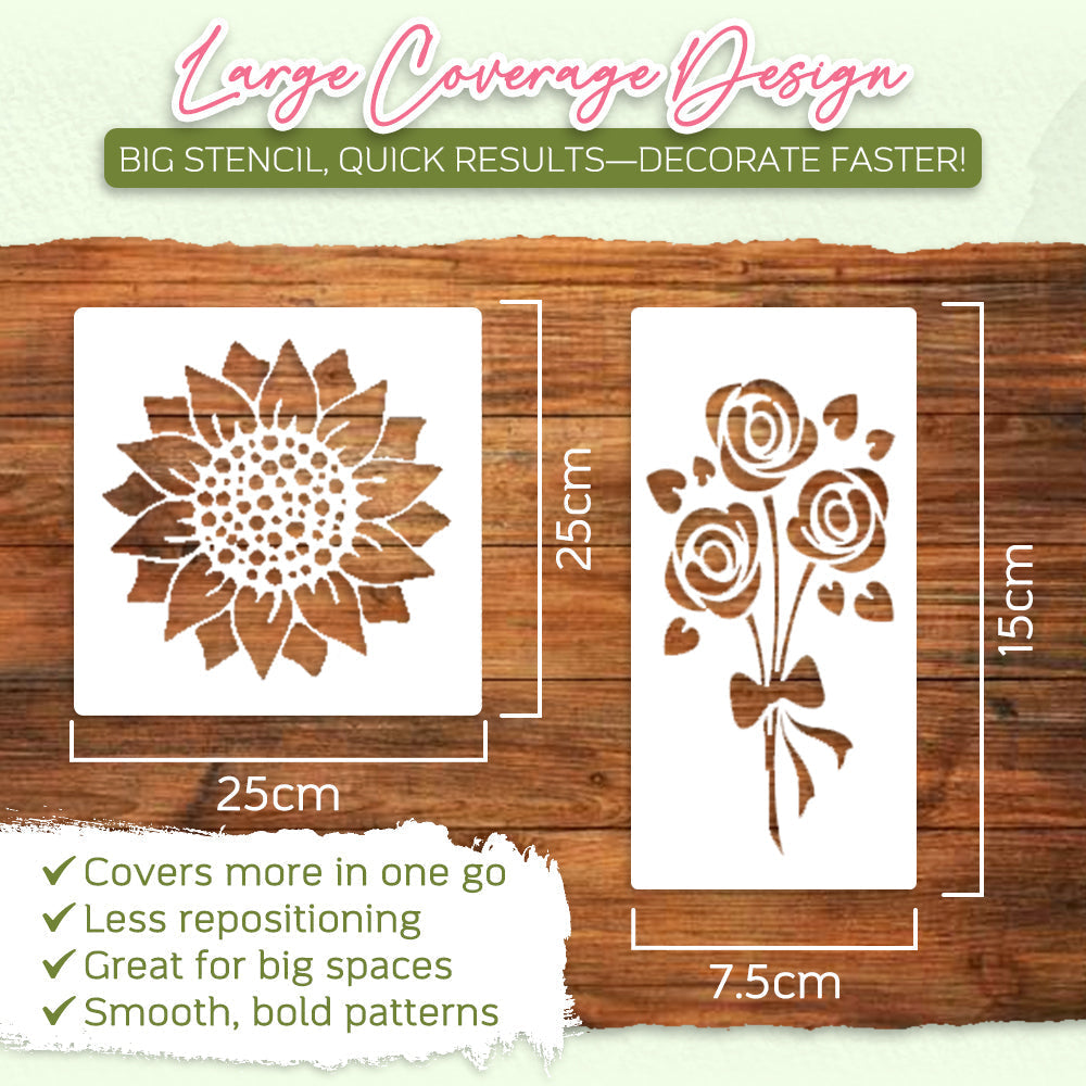 flysmus® Garden Fence Large Flower Stencils DIY Decoration Bloom Trace