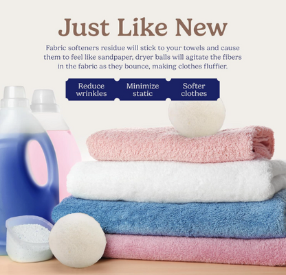 Muvolantia Natural Fabric Softener Laundry Wool Dryer Balls