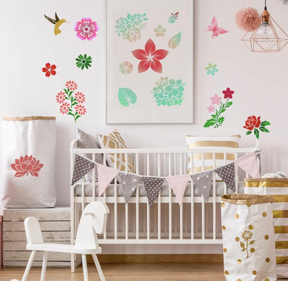 flysmus® Garden Fence Large Flower Stencils DIY Decoration Bloom Trace